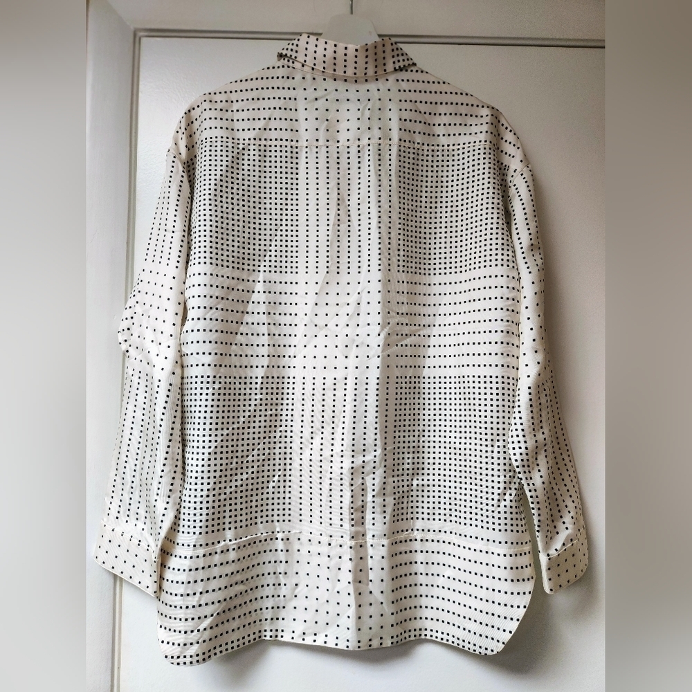 YVES SAINT LAURENT VINTAGE BLACK AND WHITE CUBES ASYMMETRICAL CUT SHIRT SIZE 12 - Picture 12 of 14